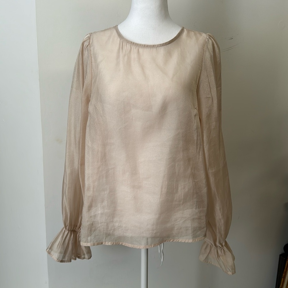Gina Tricit shiny sheer cream/ivory organza blouse
